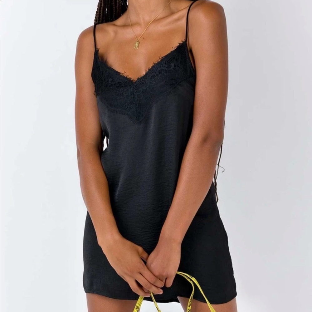 PRINCESS POLLY Black Mini Slip Dress